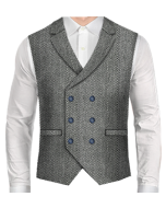 TWEED HERRINGBONE GRAY VEST