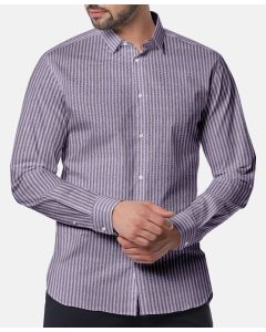 Purple & White Vertical Stripe Cotton Shirt Fabric