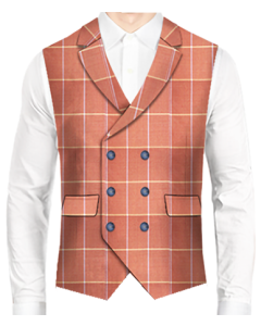 ORANGE WINDOW CHECK VEST COAT 