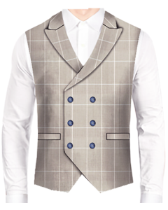 KHAKI WINDOW CHECK VEST