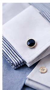 Close-up of tailored shirt cuff and button