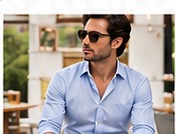 Man wearing a light blue smart-casual shirt